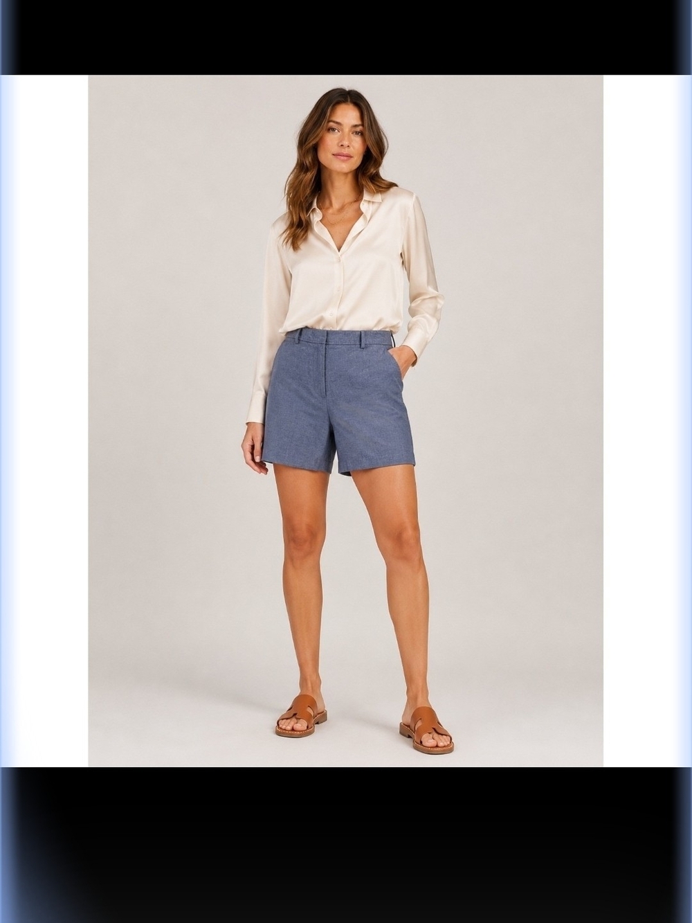 Talbots Light Blue Chambray Tailored Bermuda 10P Perfect Shorts NWT